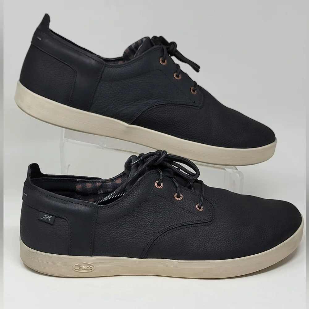 Chaco Men's Davis Lace Black Leather Casual Sneakers Shoes Size 14 US J106259